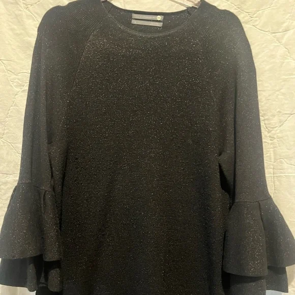Anthropologie Claudette Black Ruffled Sweater Dress Sz:M - Picture 8 of 14